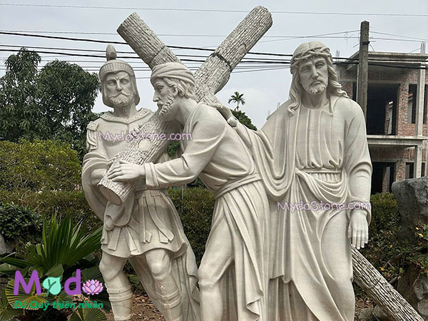 Tượng 14 Chặng Đàng Thánh Giá đá Cẩm Thạch Trắng
