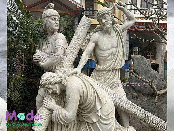 Tượng 14 Chặng Đàng Thánh Giá đá Cẩm Thạch Trắng