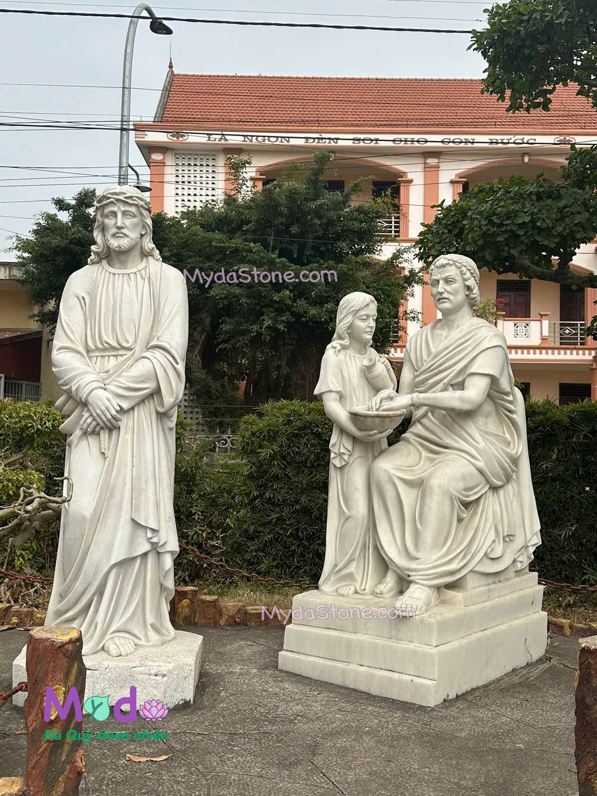 Tượng 14 Chặng Đàng Thánh Giá đá Cẩm Thạch Trắng