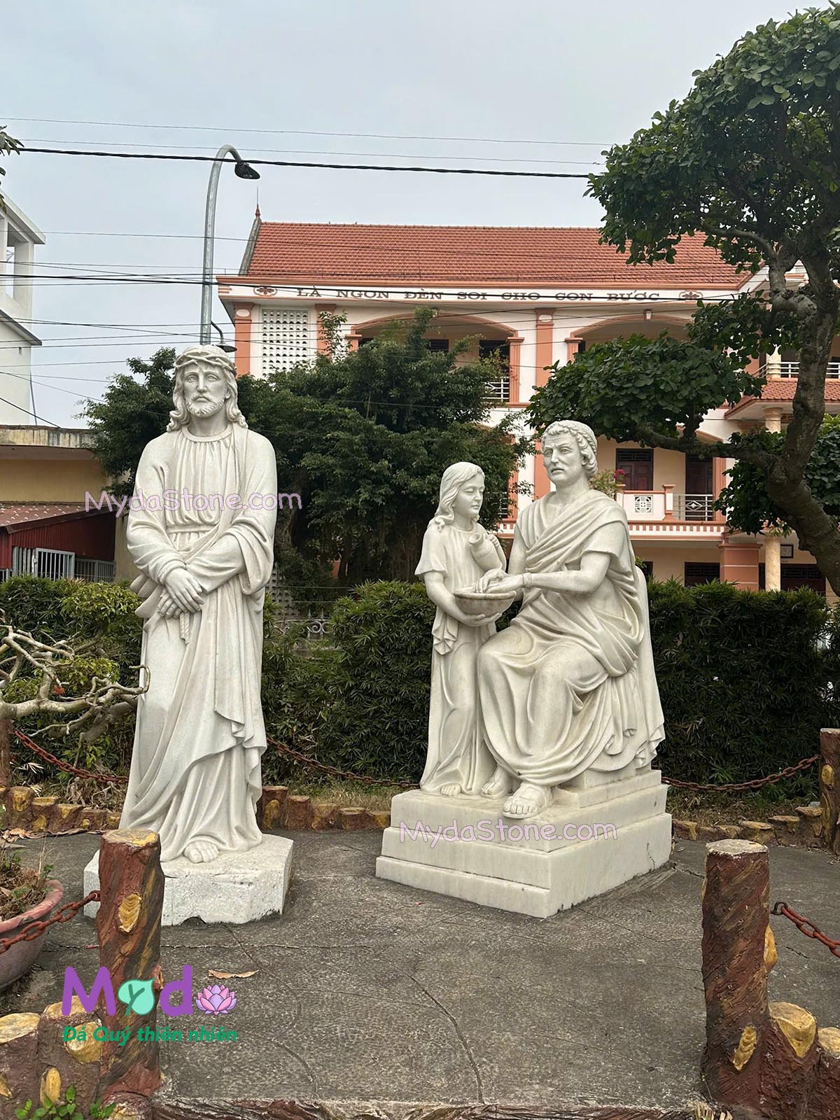 Tượng 14 Chặng Đàng Thánh Giá đá Cẩm Thạch Trắng