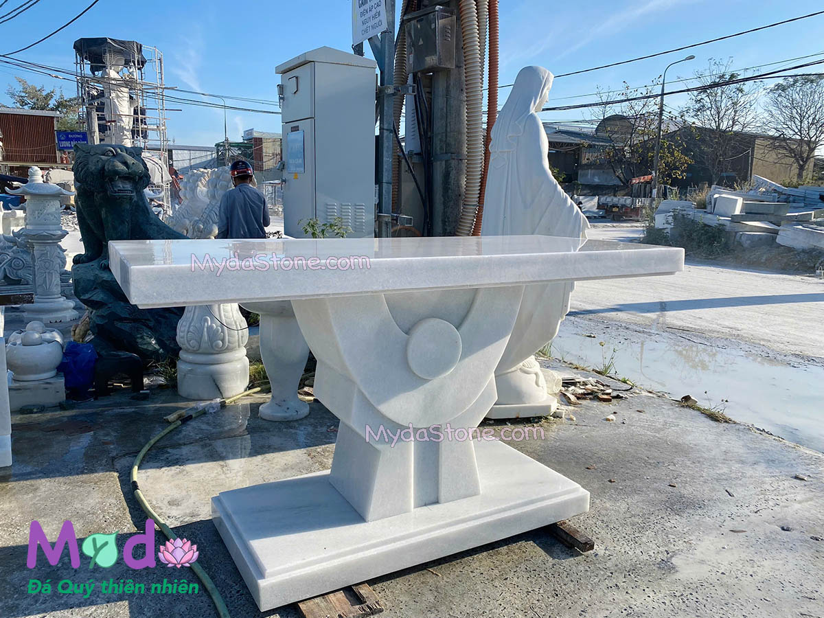 Bàn Lễ Công Giáo đá Cẩm Thạch Trắng
