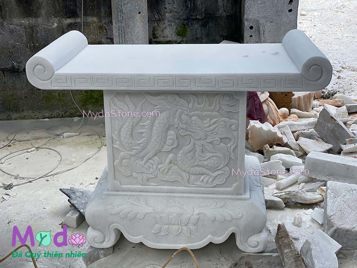 Bàn Thờ Thiên đá Cẩm Thạch Trắng Xanh