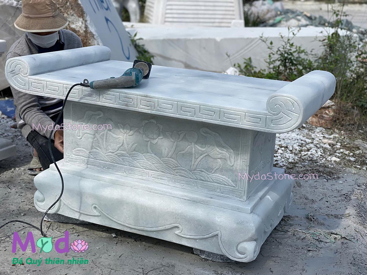 Bàn Thờ Thiên đá Cẩm Thạch Trắng Xanh