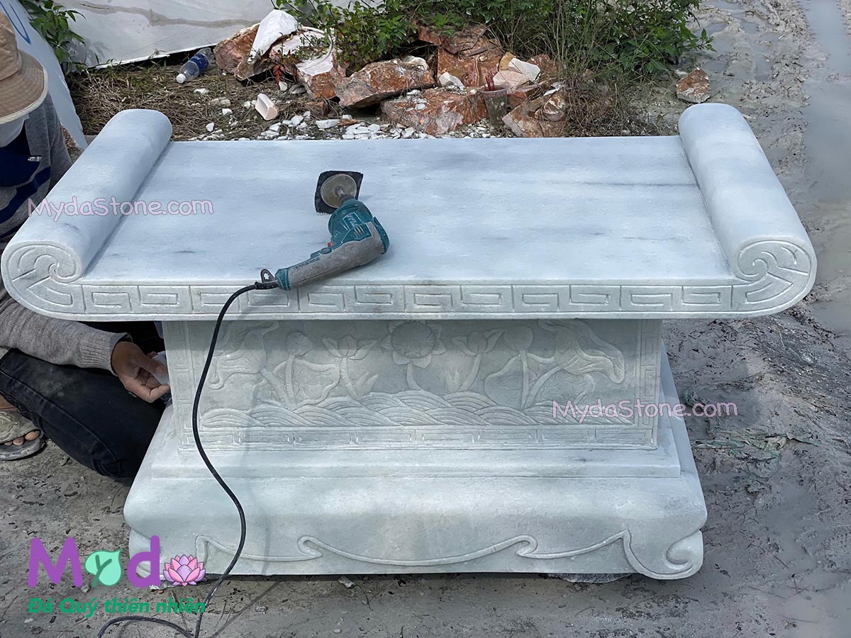 Bàn Thờ Thiên đá Cẩm Thạch Trắng Xanh