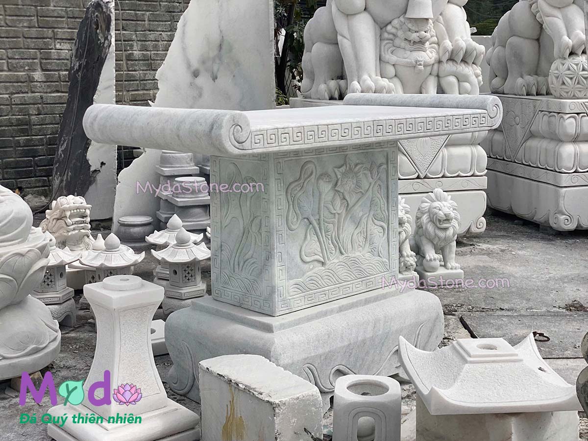 Bàn Thờ Thiên đá Cẩm Thạch Trắng Xanh