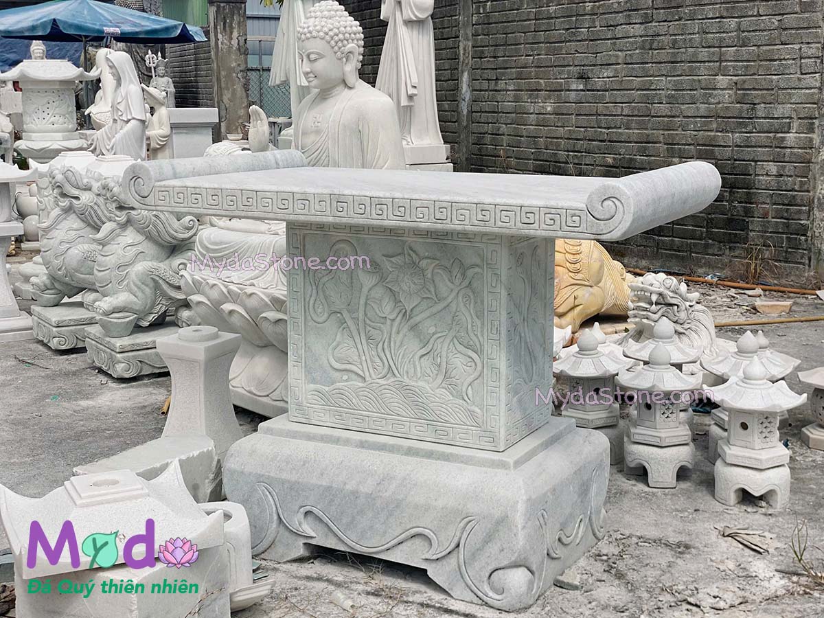 Bàn Thờ Thiên đá Cẩm Thạch Trắng Xanh
