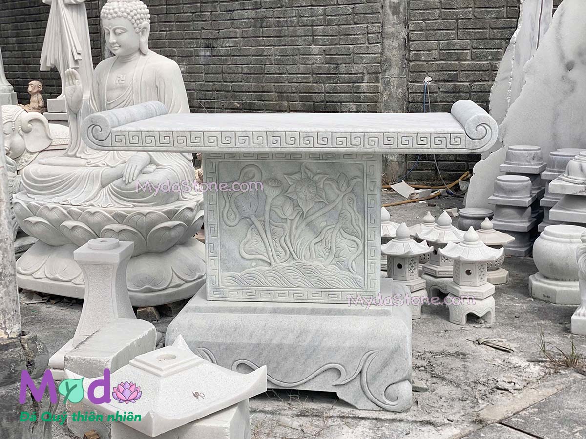 Bàn Thờ Thiên đá Cẩm Thạch Trắng Xanh