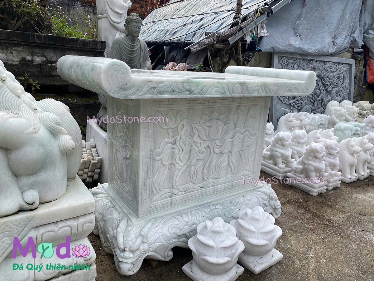 Bàn Thờ Thiên đá Cẩm Thạch Trắng Xanh