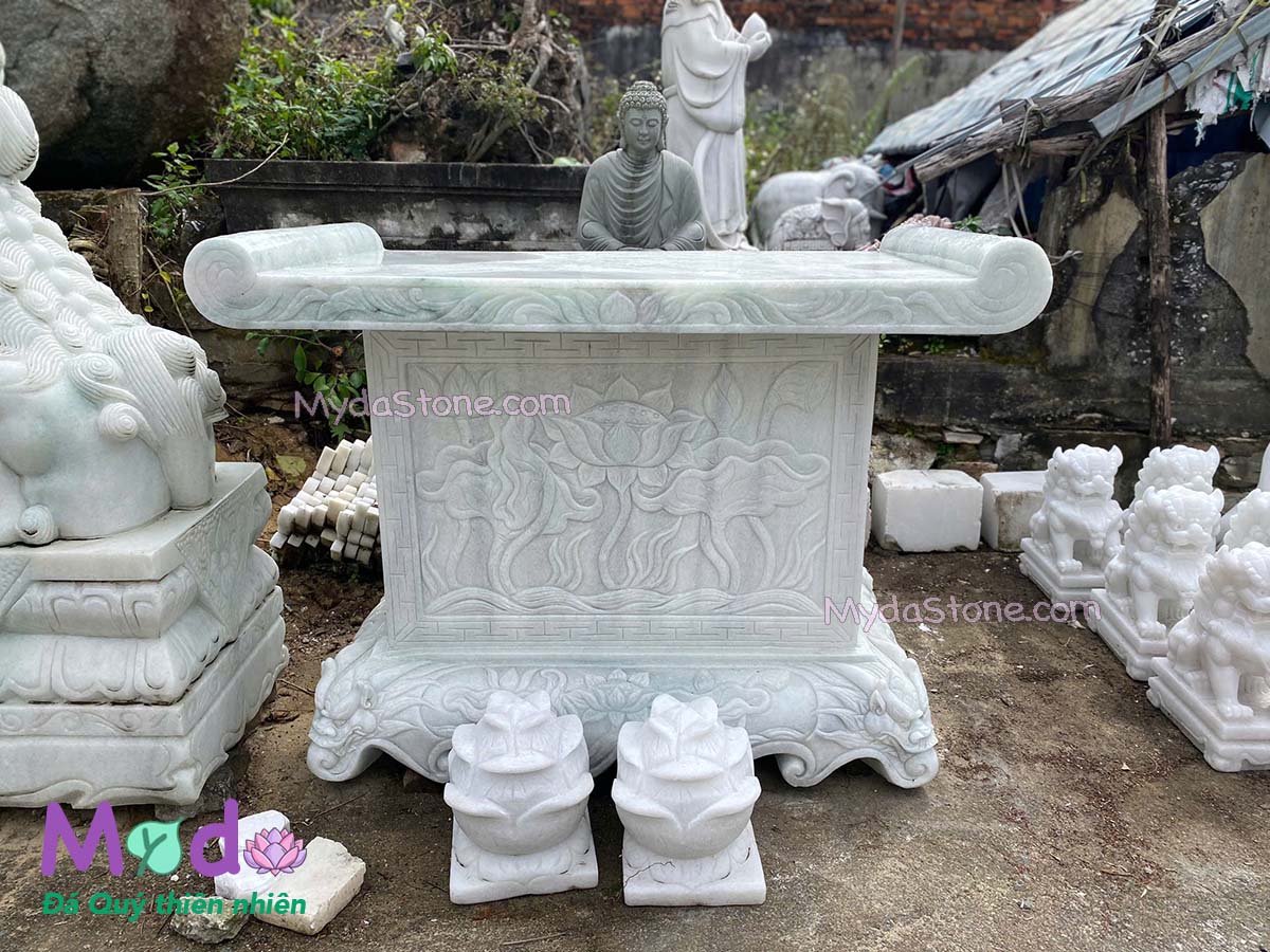 Bàn Thờ Thiên đá Cẩm Thạch Trắng Xanh