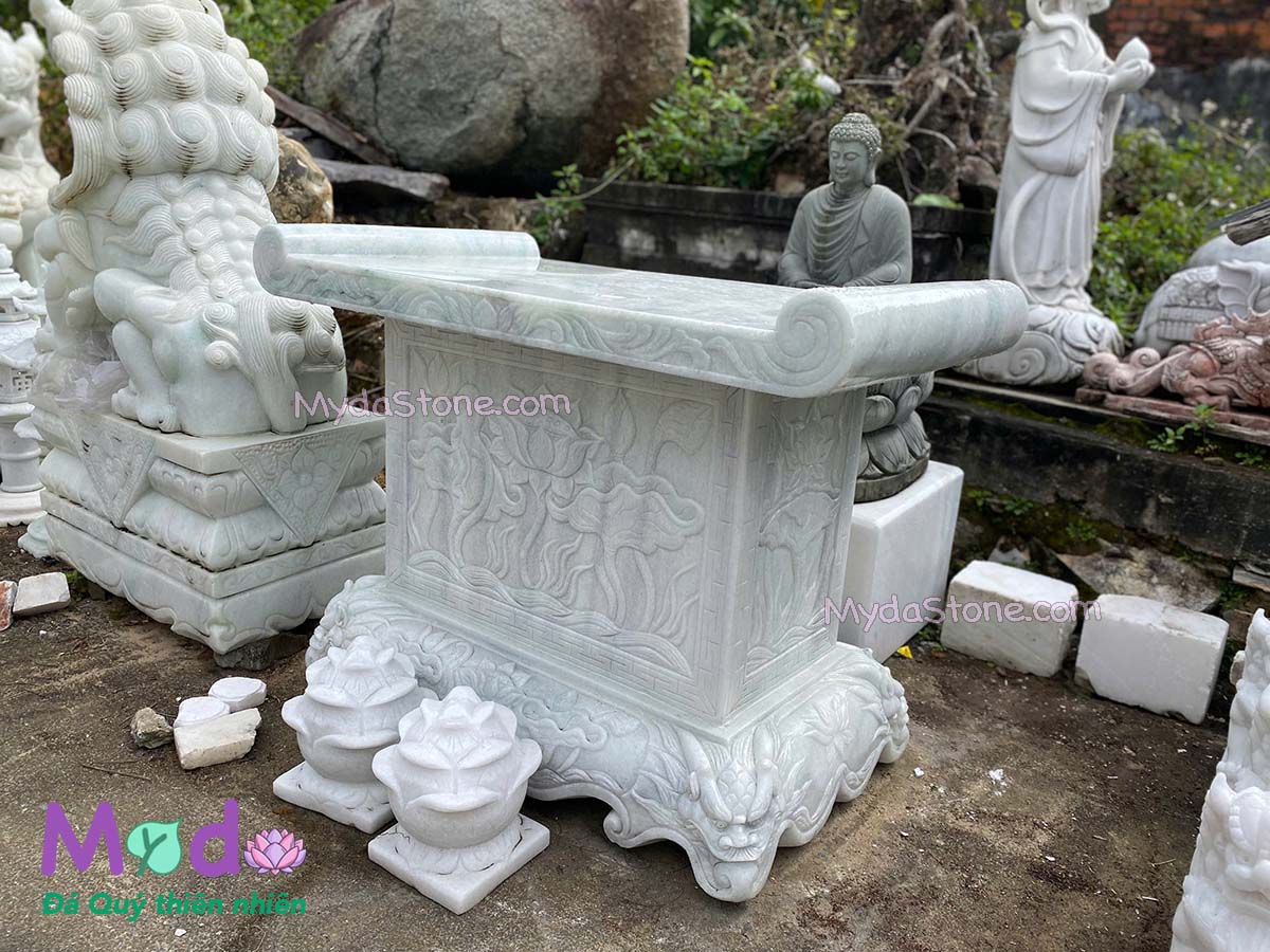 Bàn Thờ Thiên đá Cẩm Thạch Trắng Xanh