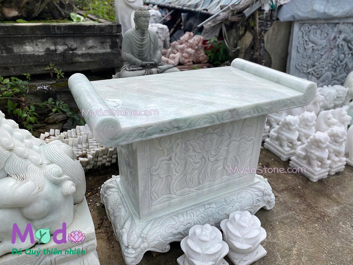 Bàn Thờ Thiên đá Cẩm Thạch Trắng Xanh