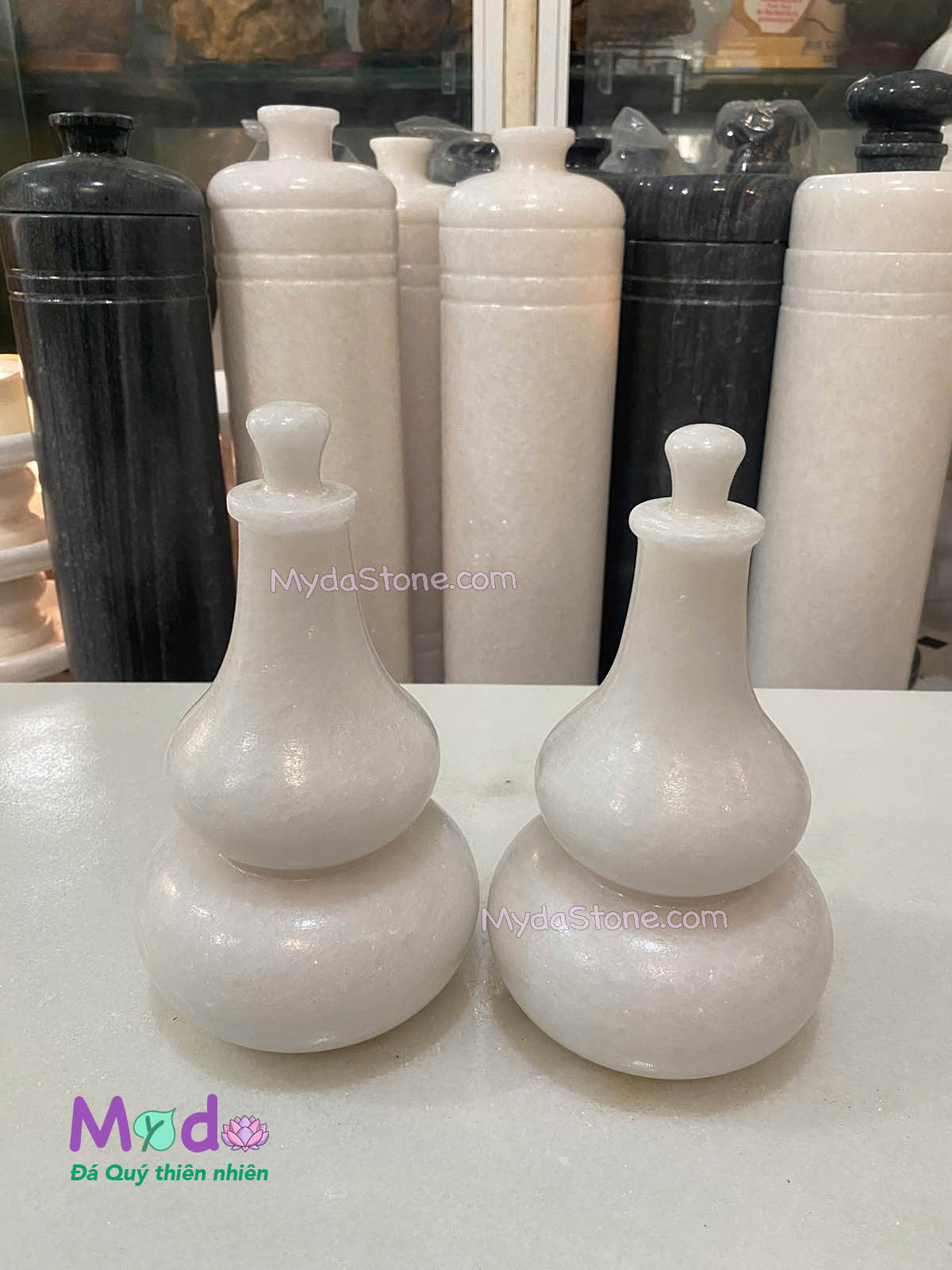 Bình Hồ Lô đá Cẩm Thạch Trắng