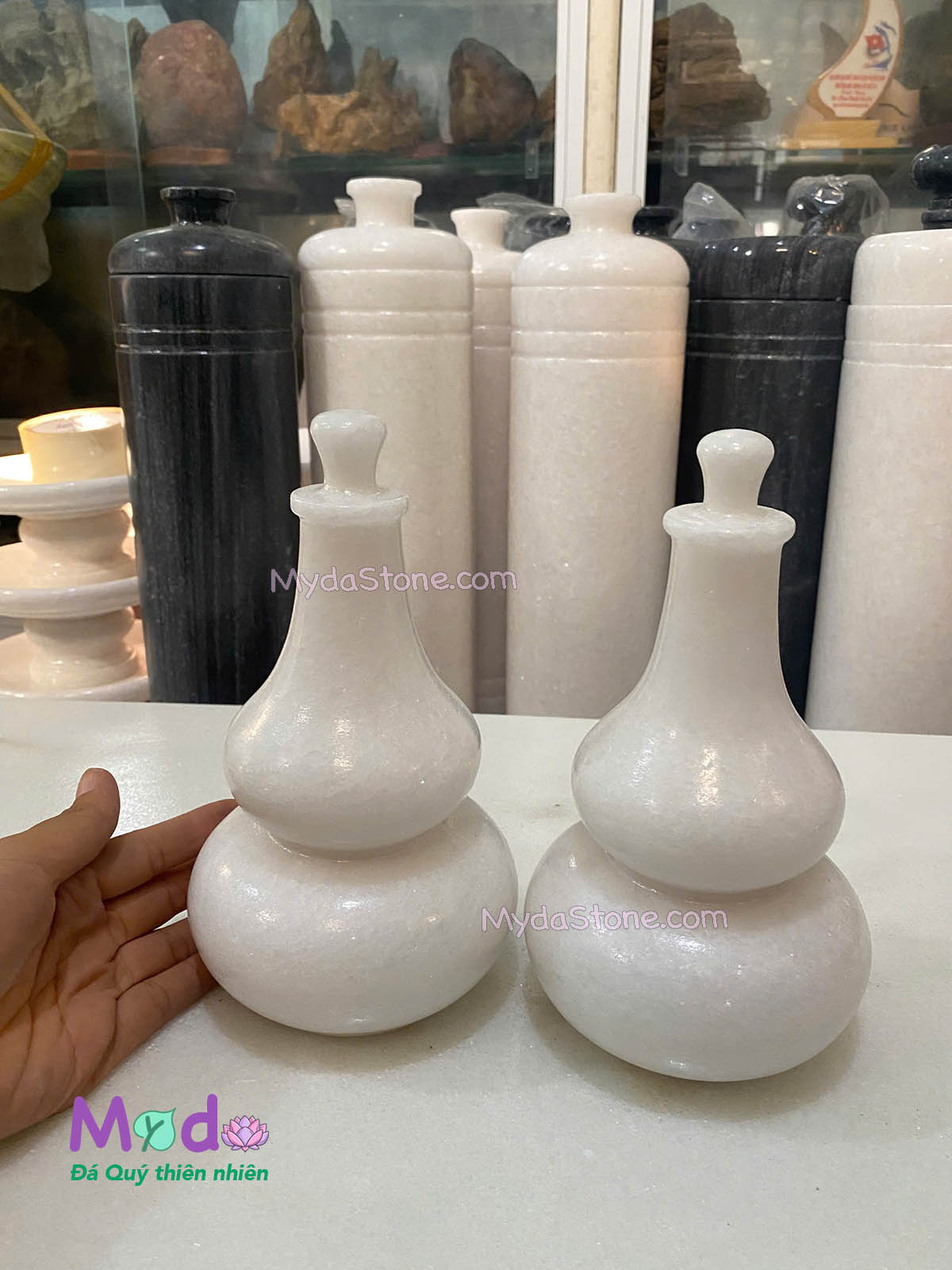Bình Hồ Lô đá Cẩm Thạch Trắng