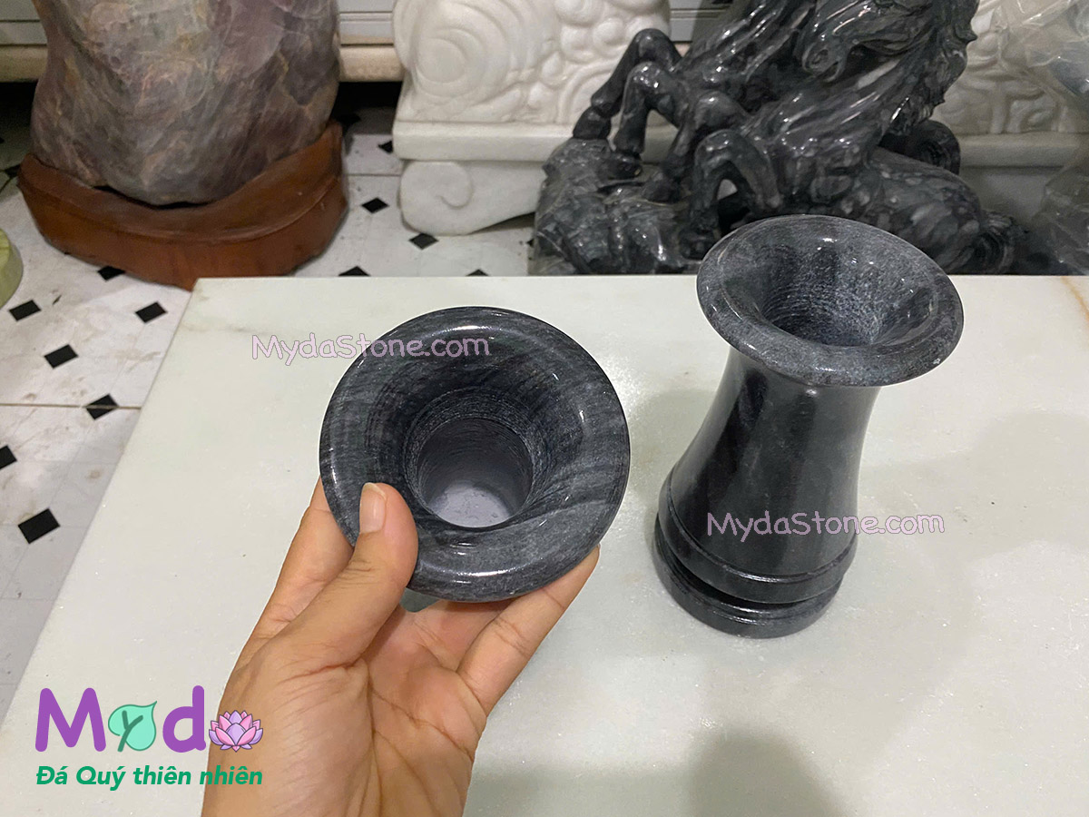 Bình Hoa đá Cẩm Thạch Đen