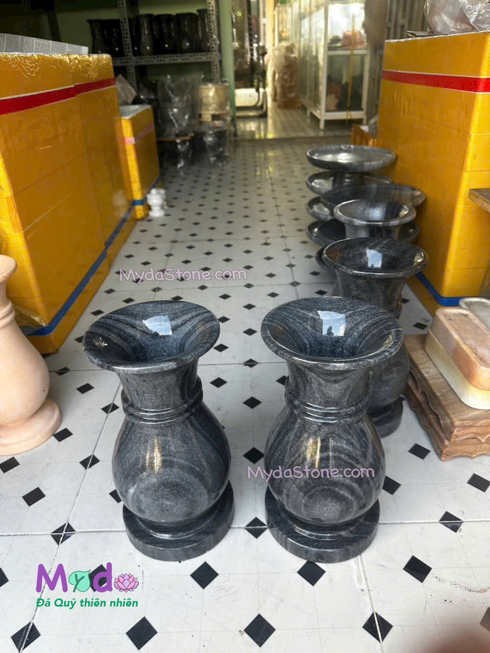 Bình Hoa đá Cẩm Thạch Đen