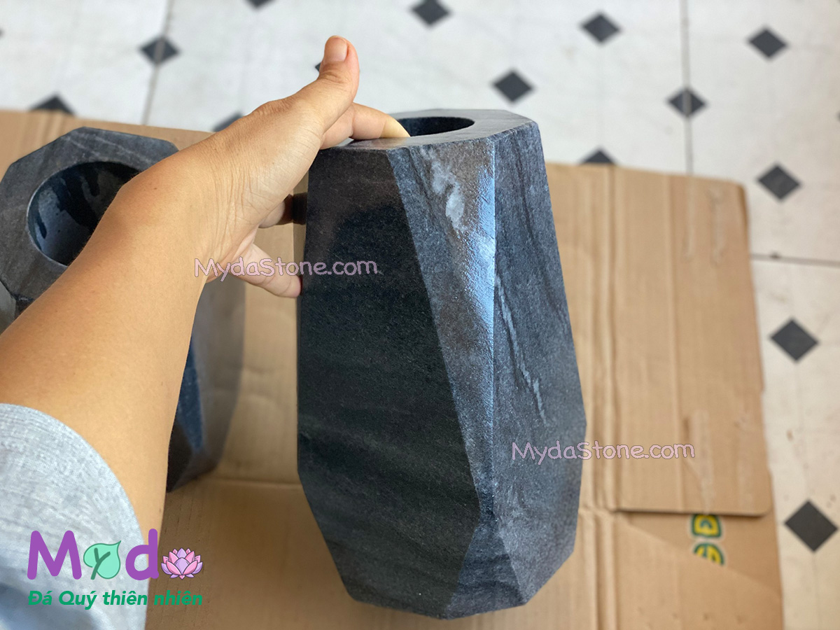 Bình Hoa đá Cẩm Thạch Đen