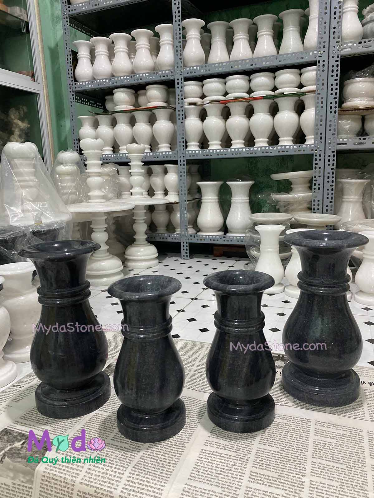 Bình Hoa đá Cẩm Thạch Đen