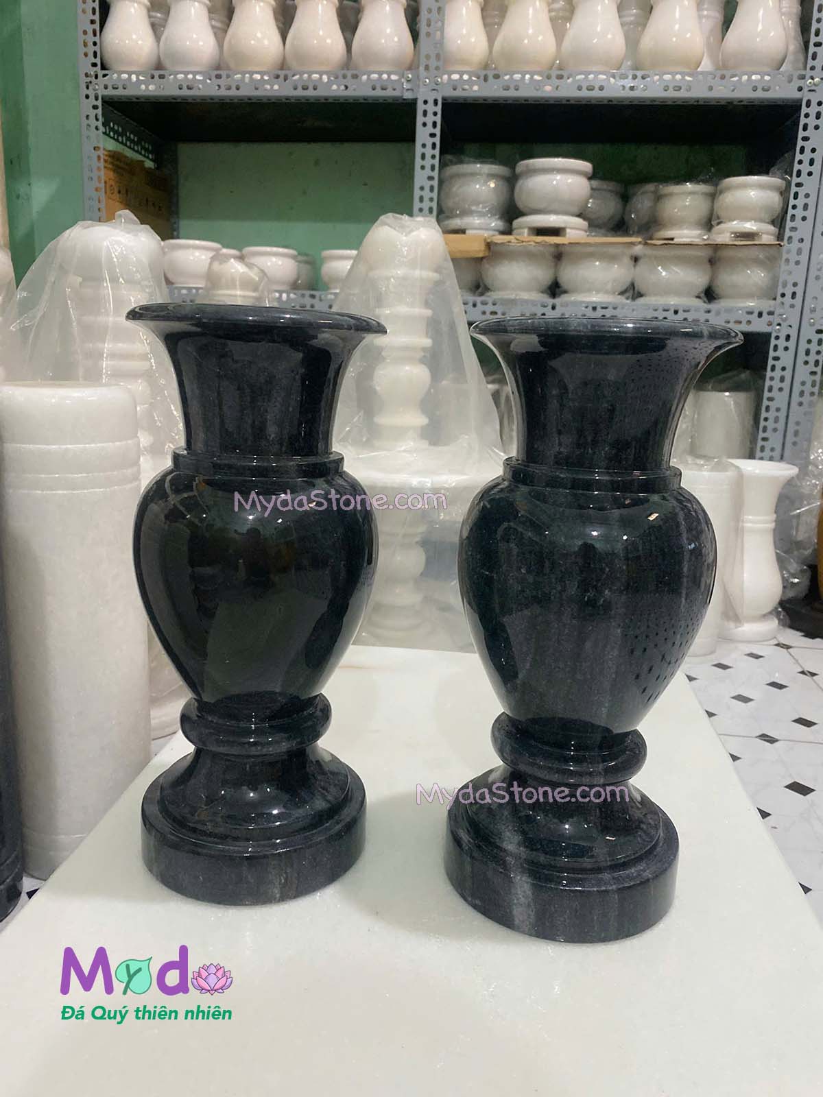 Bình Hoa đá Cẩm Thạch Đen