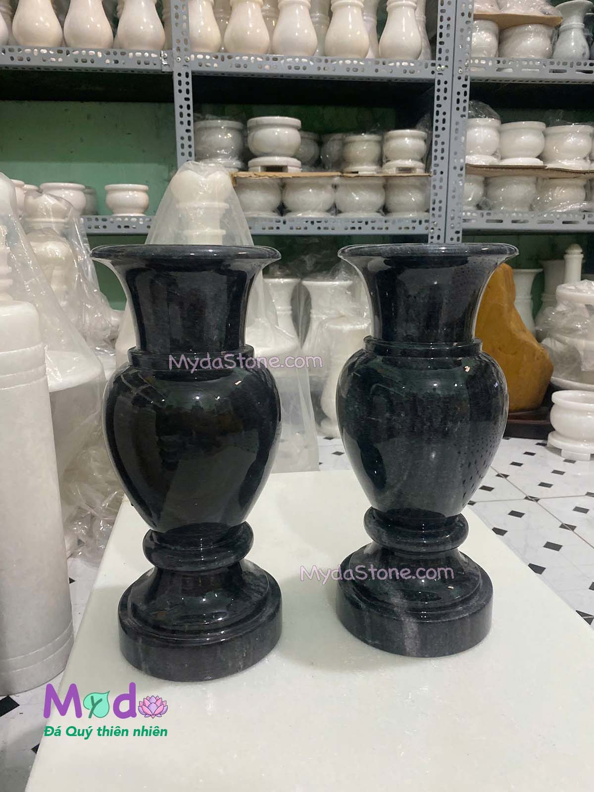Bình Hoa đá Cẩm Thạch Đen