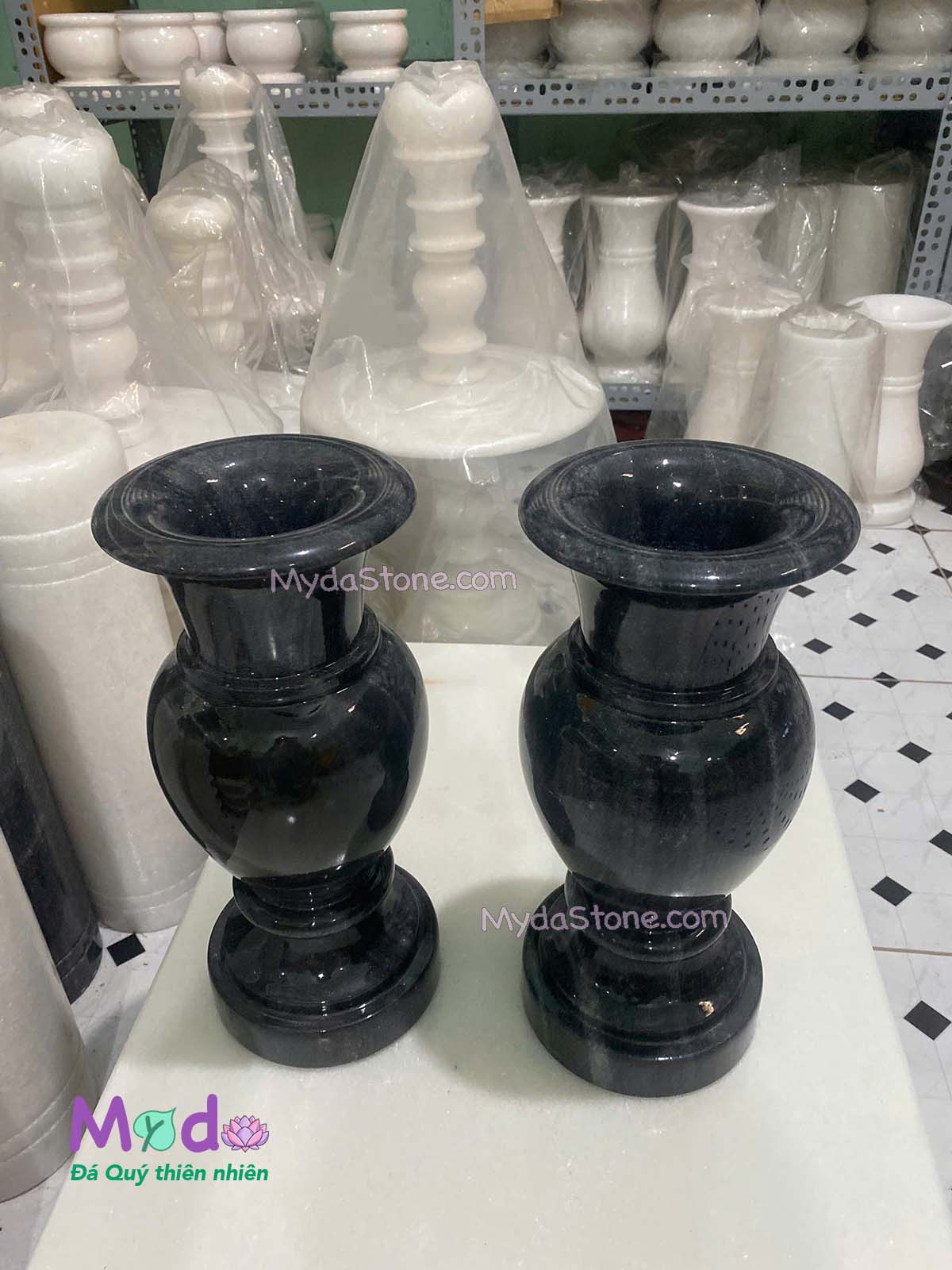 Bình Hoa đá Cẩm Thạch Đen