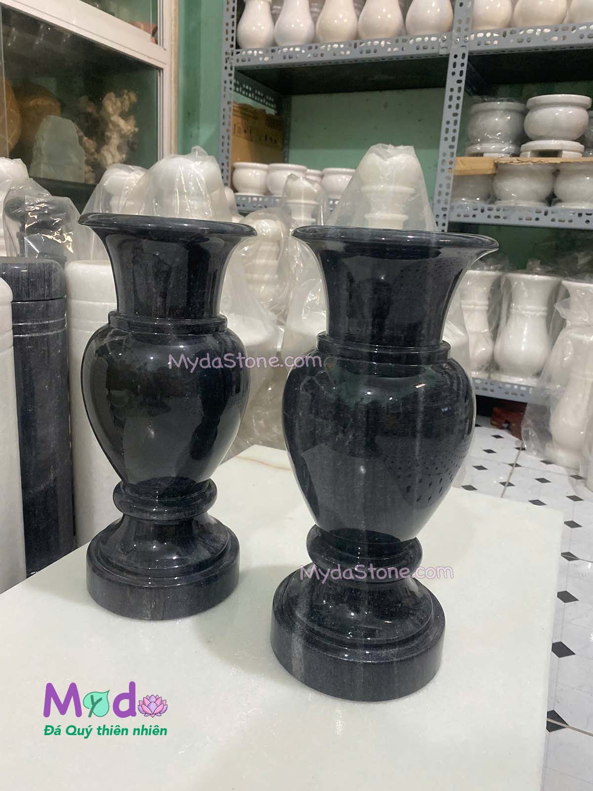 Bình Hoa đá Cẩm Thạch Đen