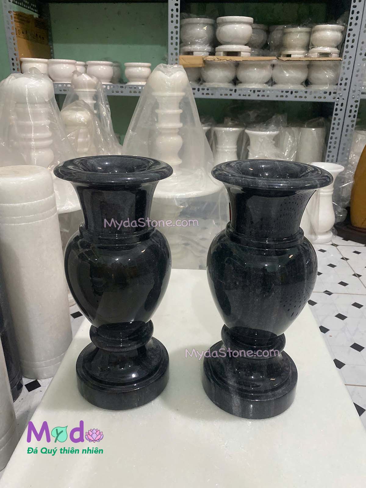 Bình Hoa đá Cẩm Thạch Đen
