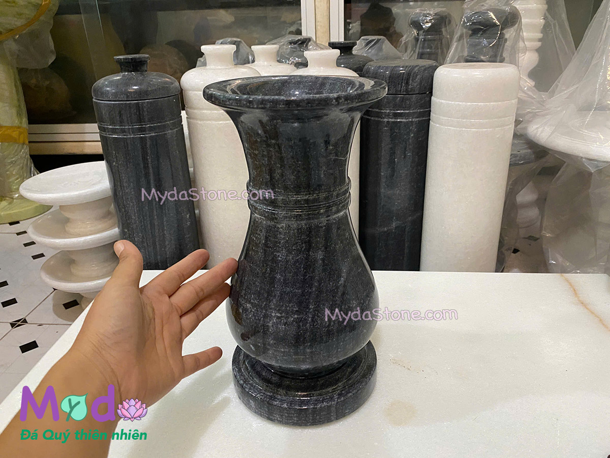Bình Hoa đá Cẩm Thạch Đen