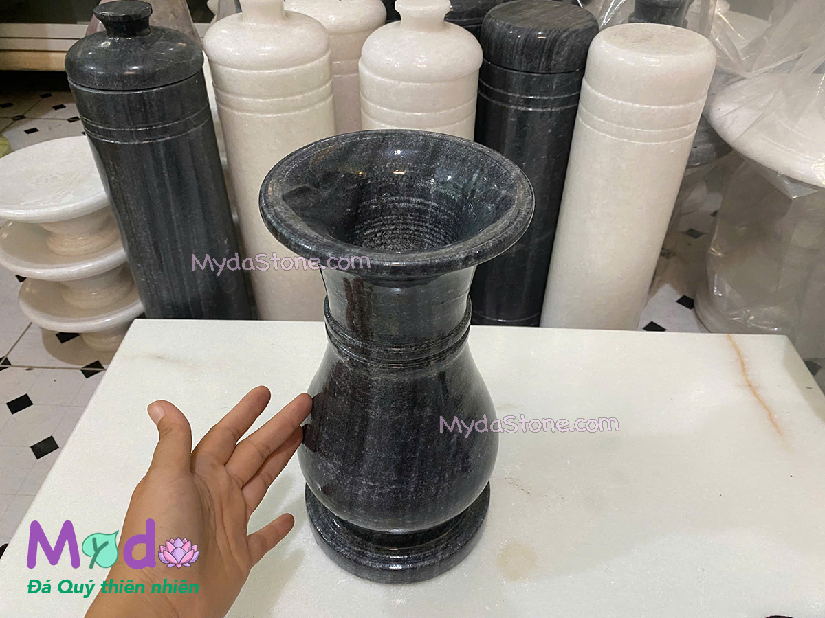 Bình Hoa đá Cẩm Thạch Đen