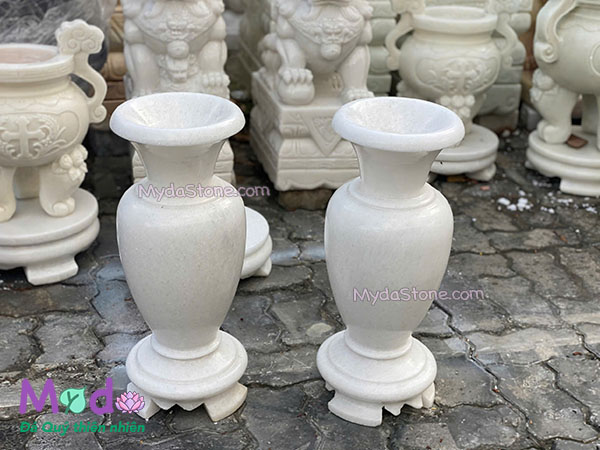 Bình Hoa đá Cẩm Thạch Trắng