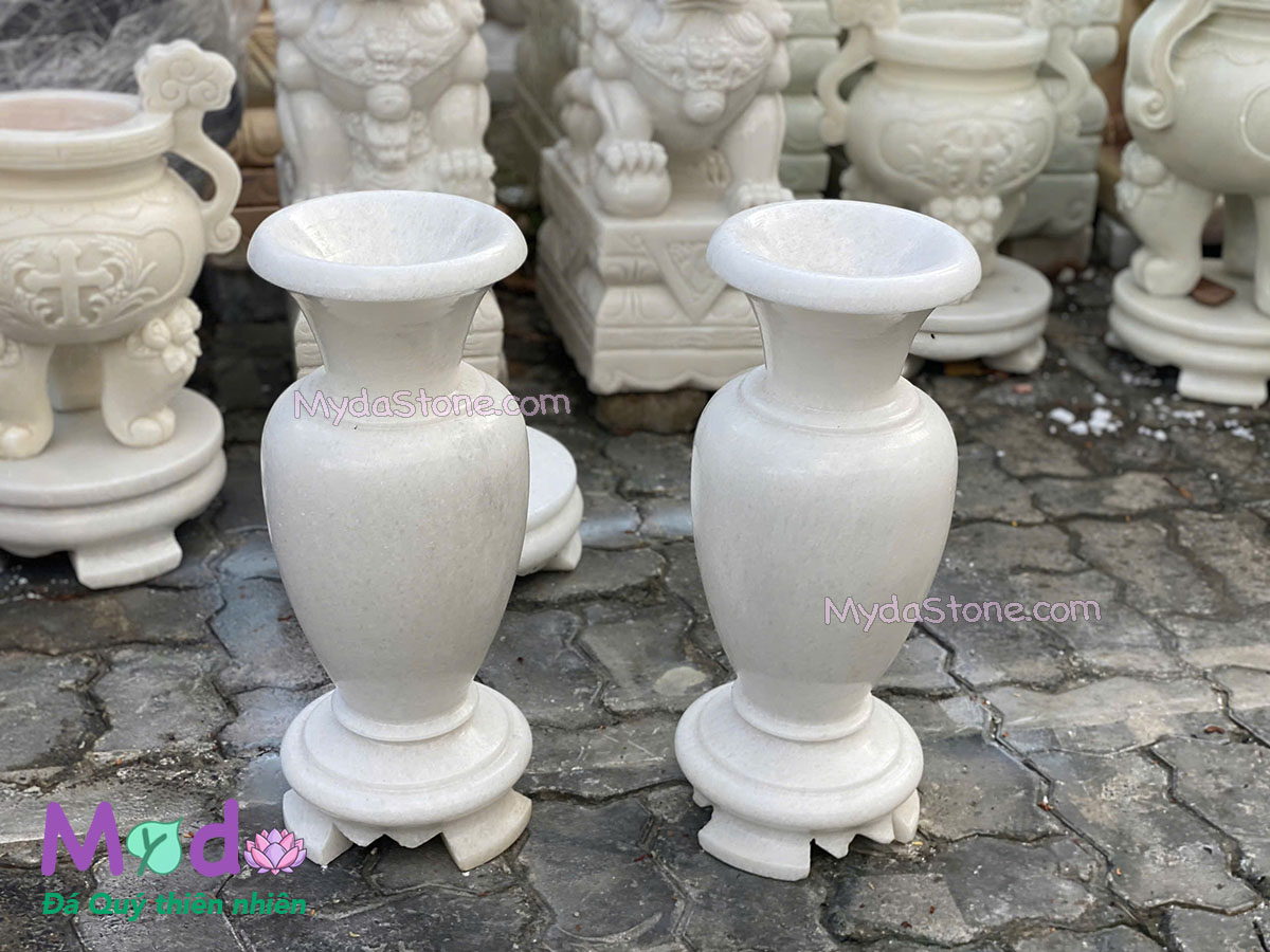 Bình Hoa đá Cẩm Thạch Trắng