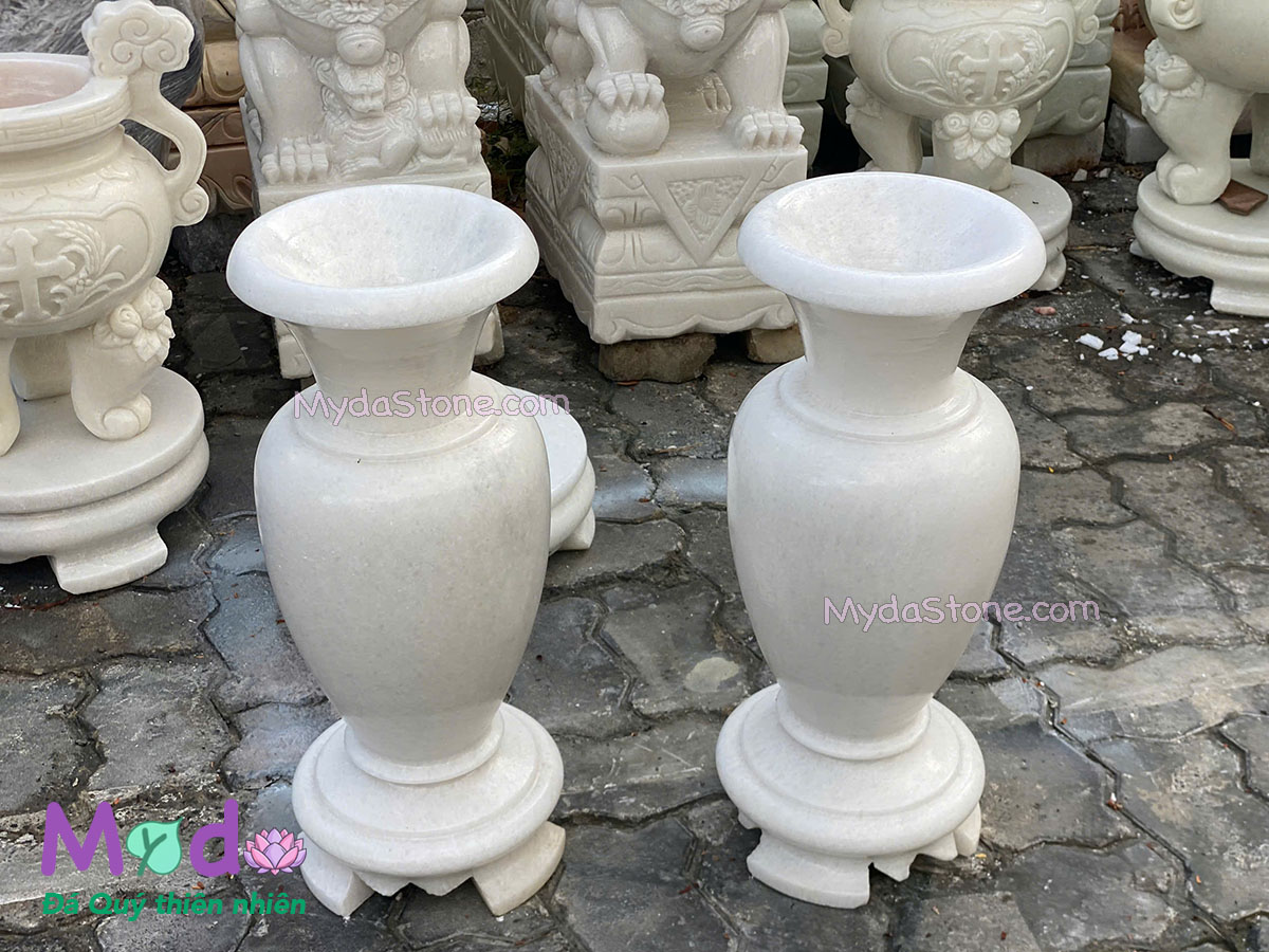 Bình Hoa đá Cẩm Thạch Trắng