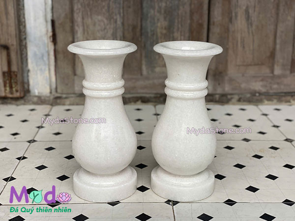 Bình Hoa đá Cẩm Thạch Trắng