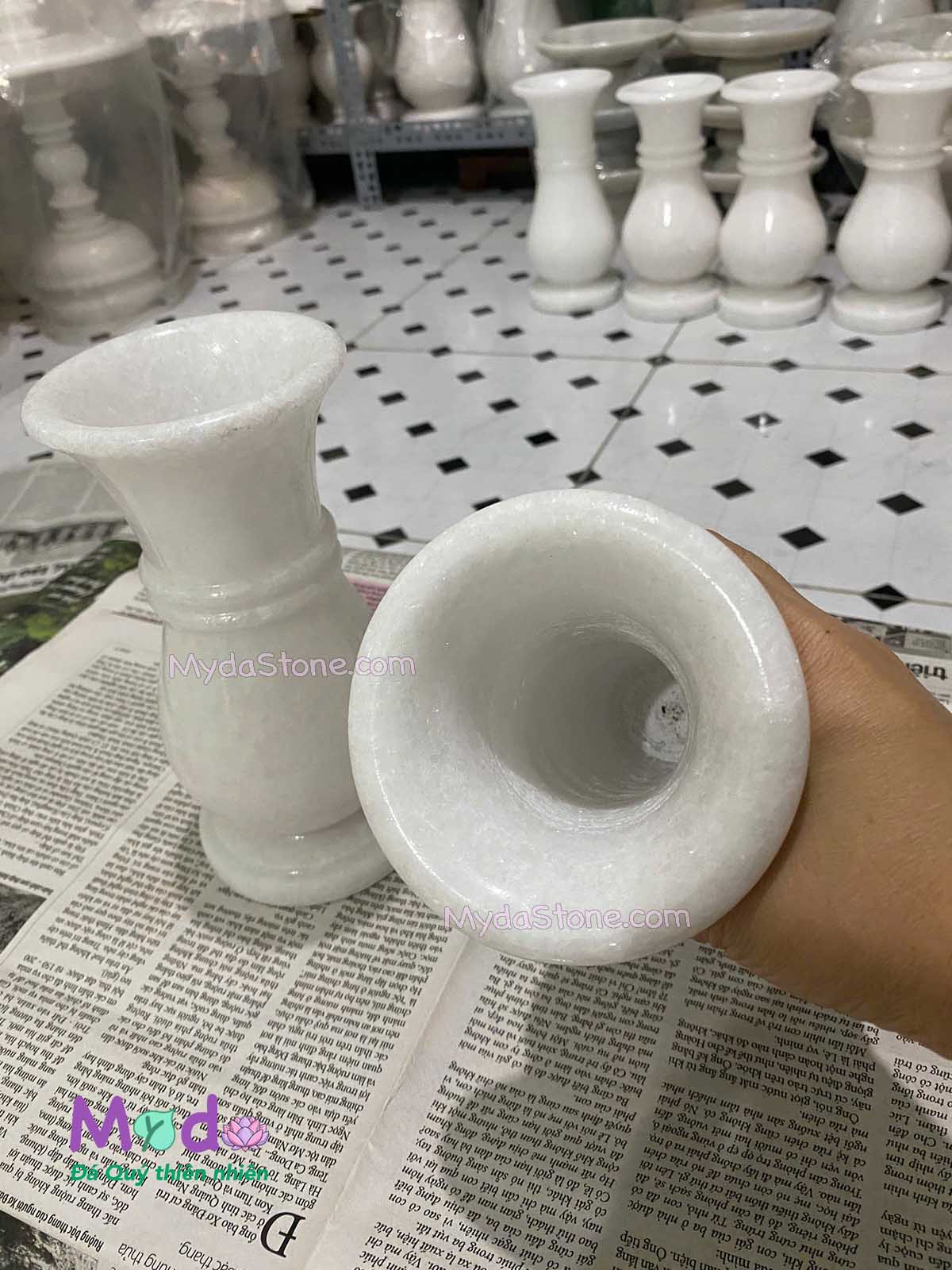 Bình Hoa đá Cẩm Thạch Trắng