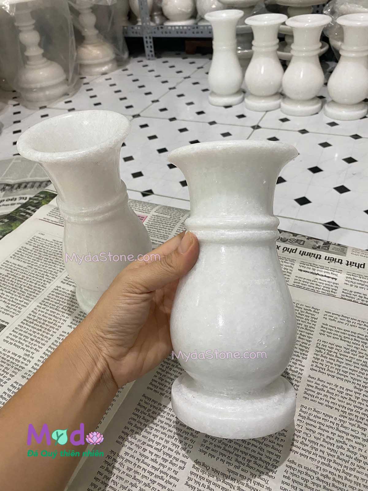 Bình Hoa đá Cẩm Thạch Trắng