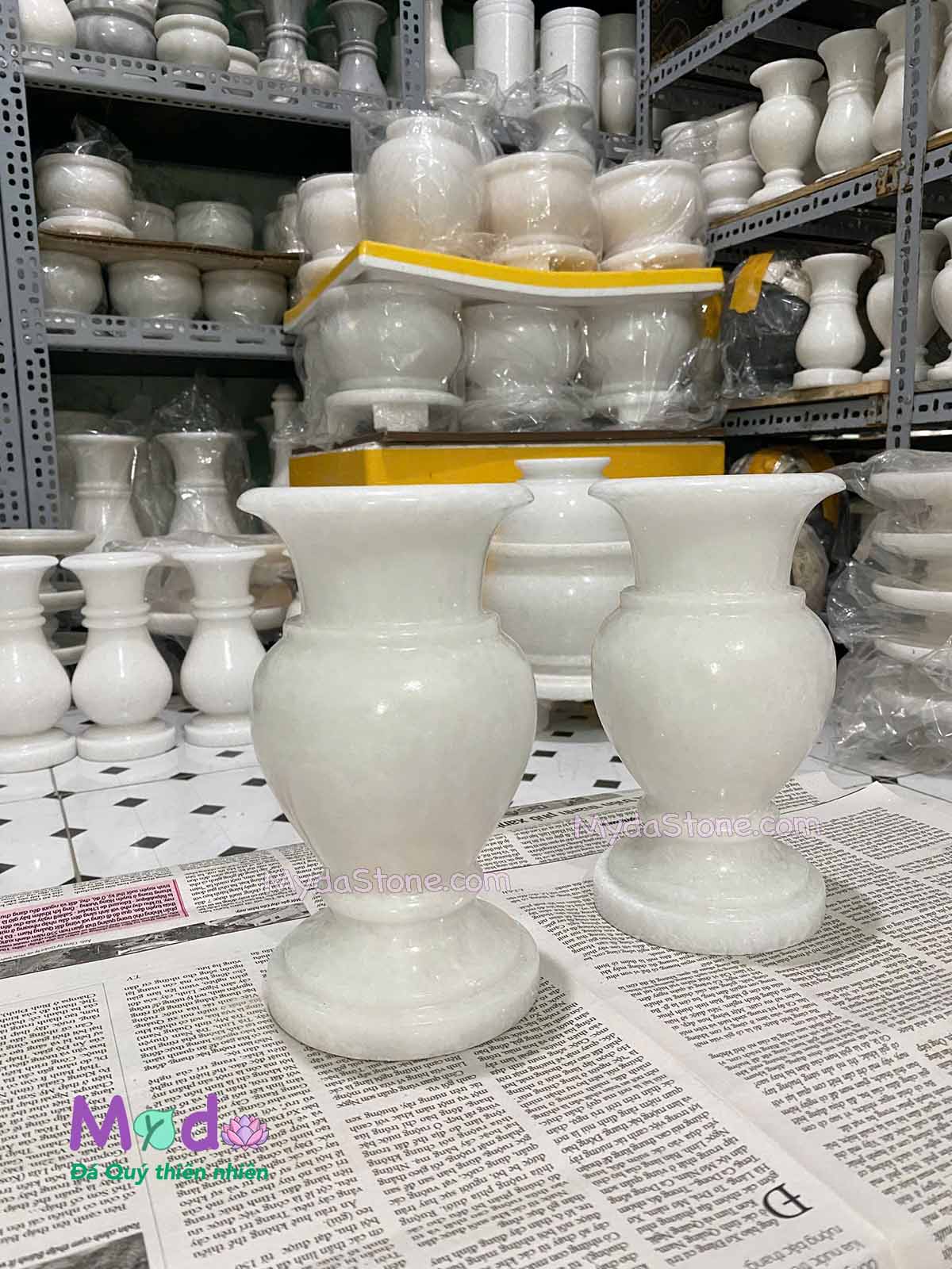 Bình Hoa đá Cẩm Thạch Trắng