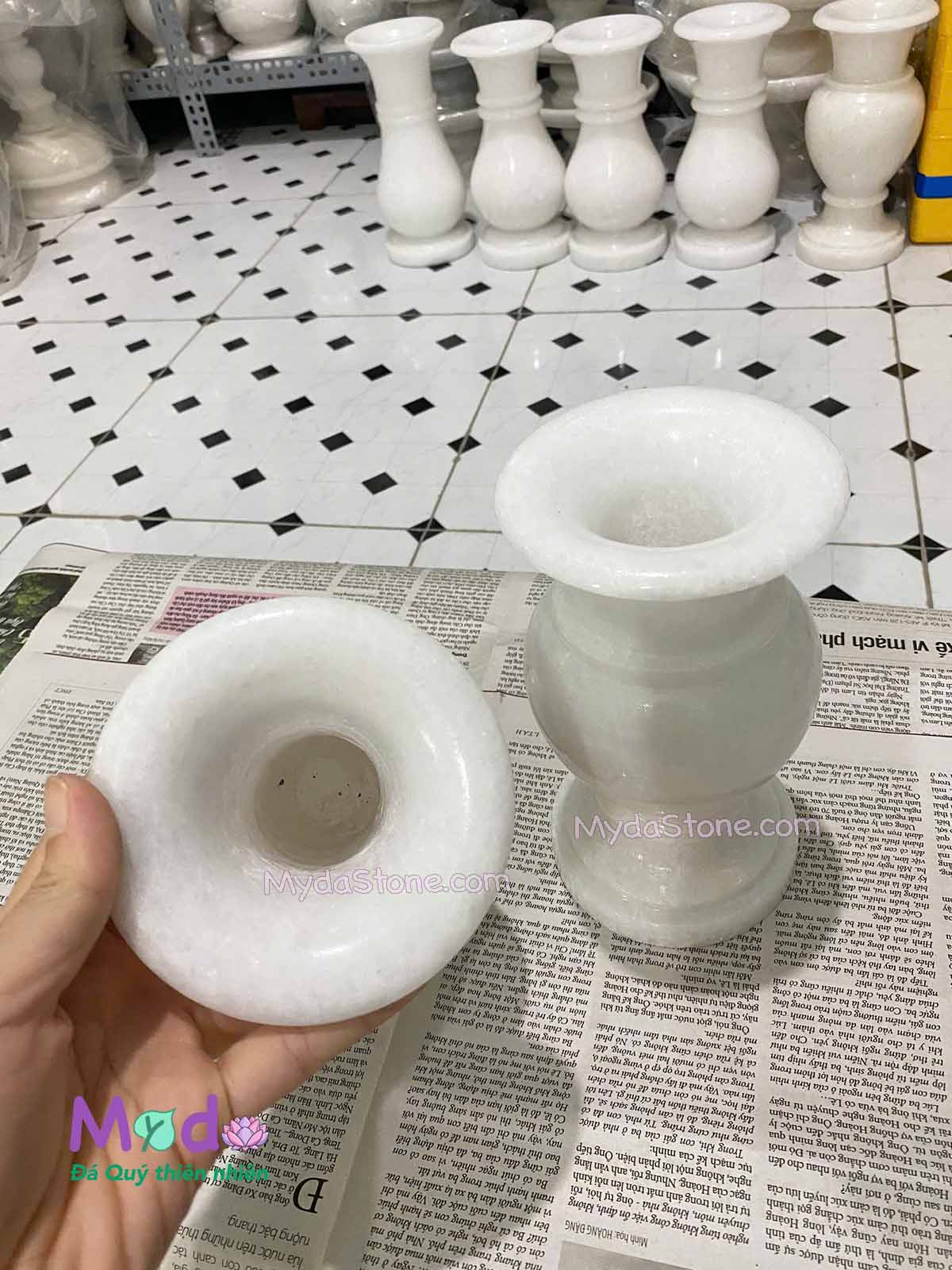 Bình Hoa đá Cẩm Thạch Trắng