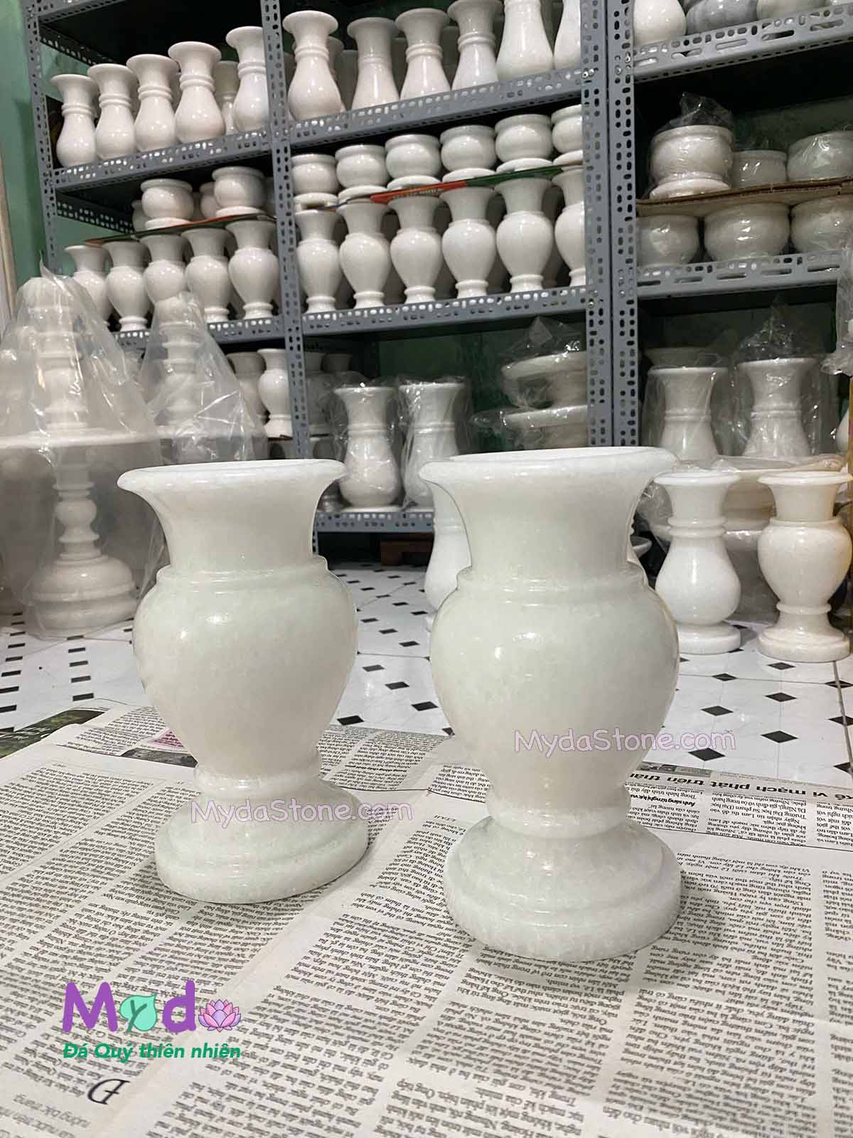 Bình Hoa đá Cẩm Thạch Trắng