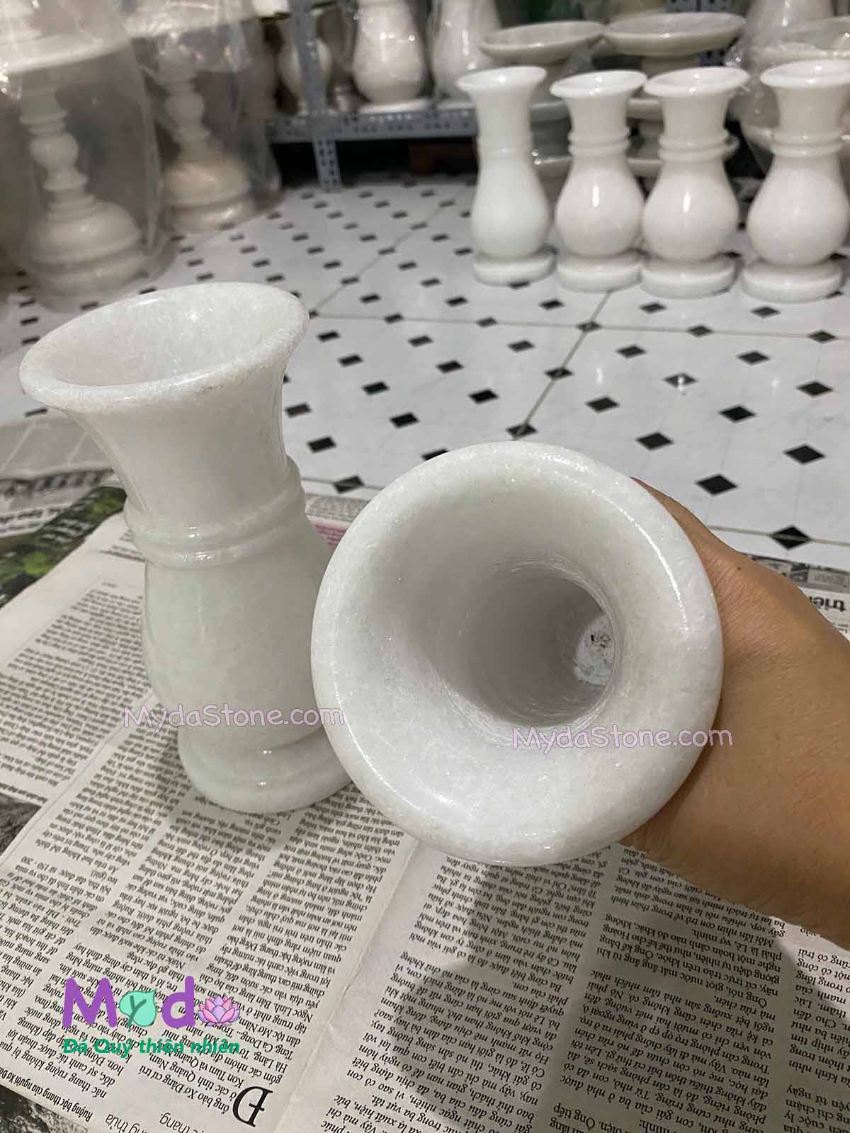 Bình Hoa đá Cẩm Thạch Trắng