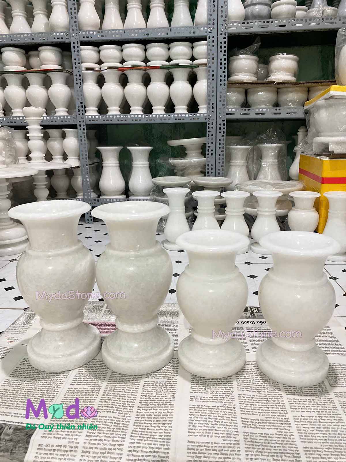 Bình Hoa đá Cẩm Thạch Trắng