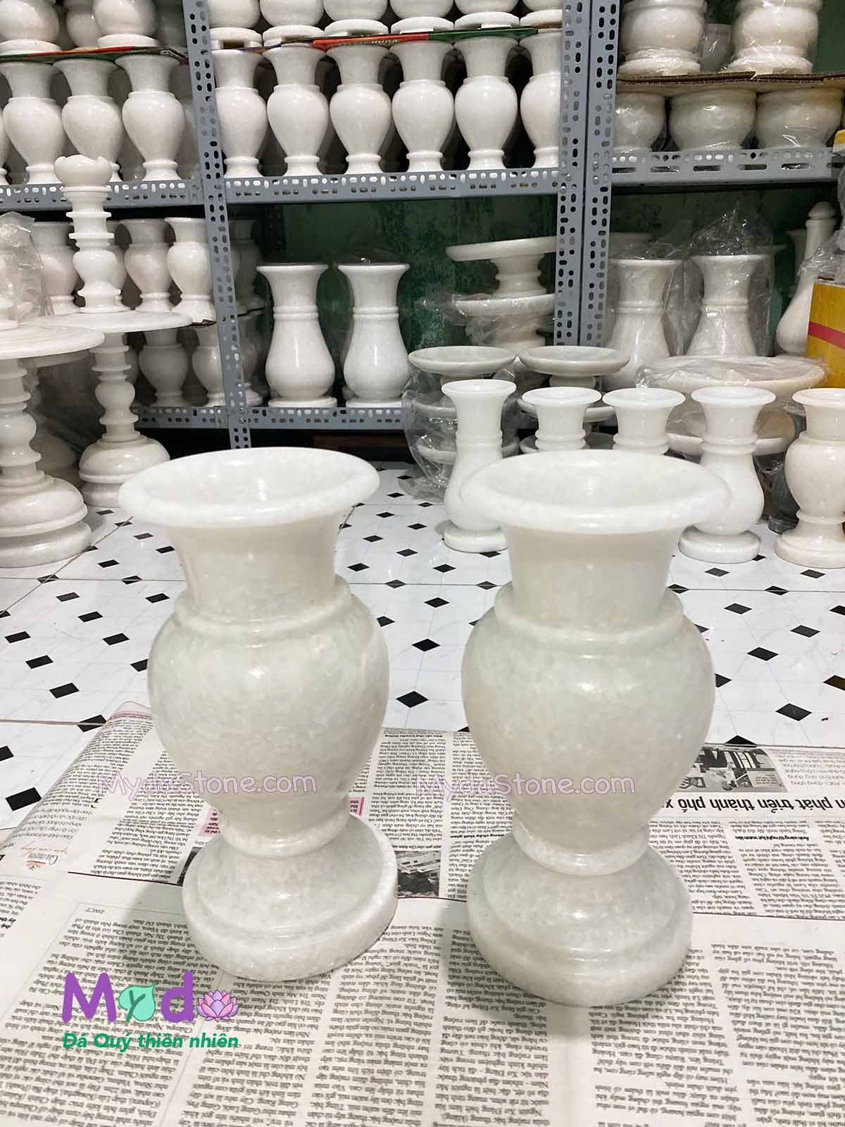 Bình Hoa đá Cẩm Thạch Trắng