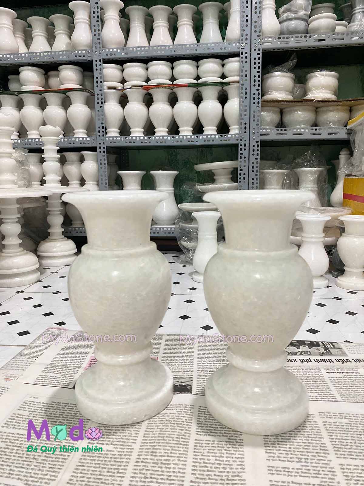 Bình Hoa đá Cẩm Thạch Trắng