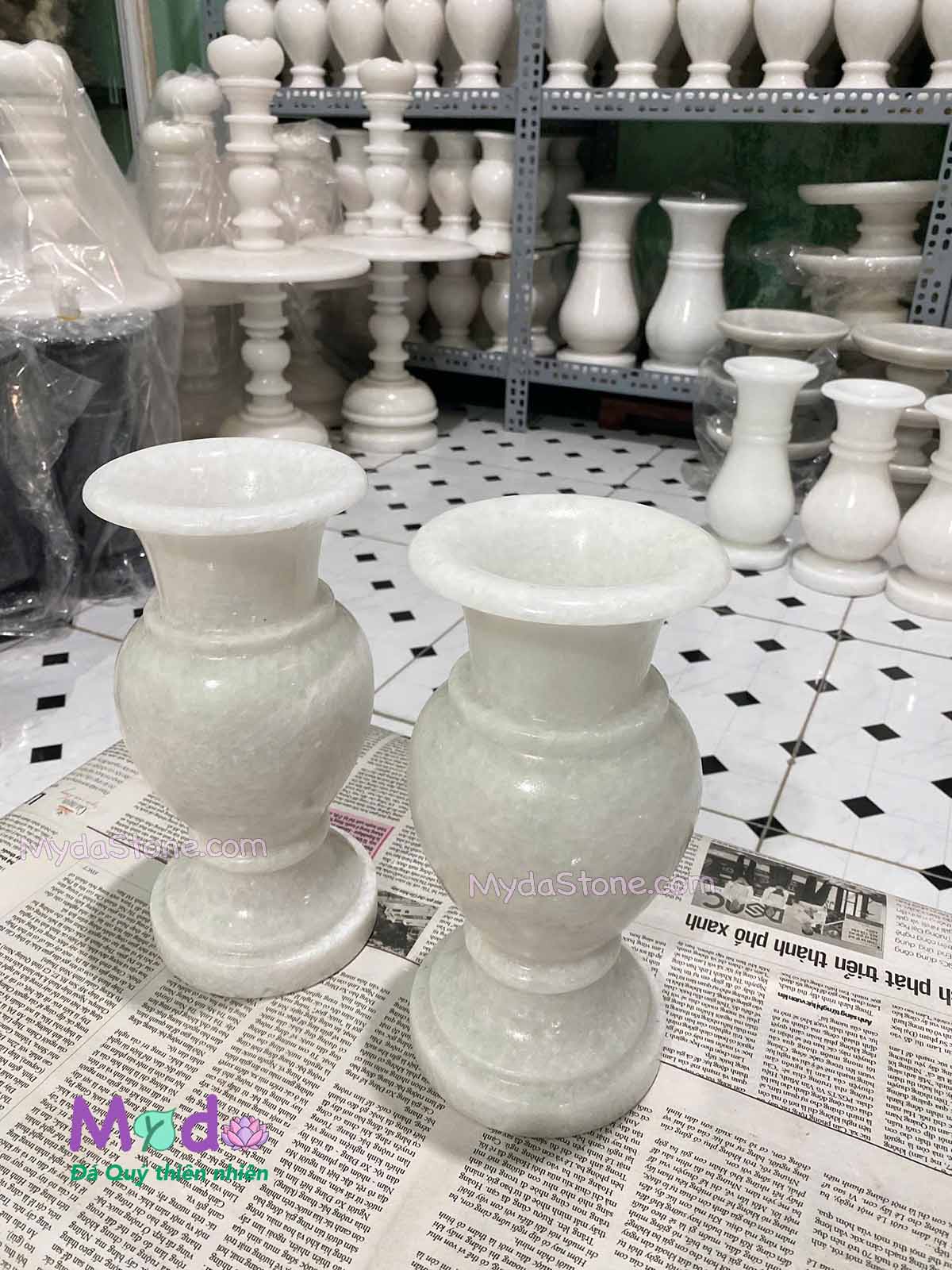 Bình Hoa đá Cẩm Thạch Trắng