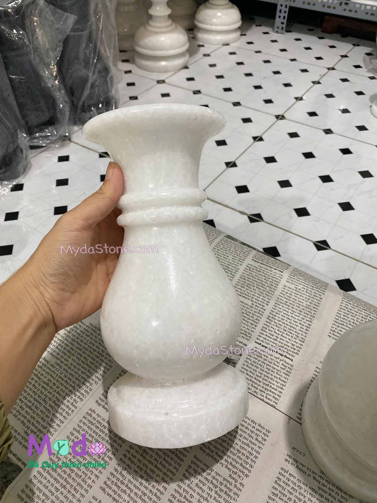 Bình Hoa đá Cẩm Thạch Trắng