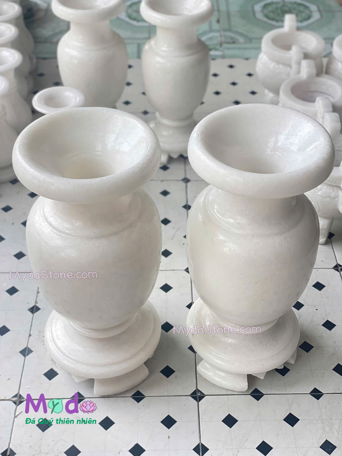 Bình Hoa đá Cẩm Thạch Trắng