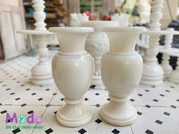 Bình Hoa đá Cẩm Thạch Trắng