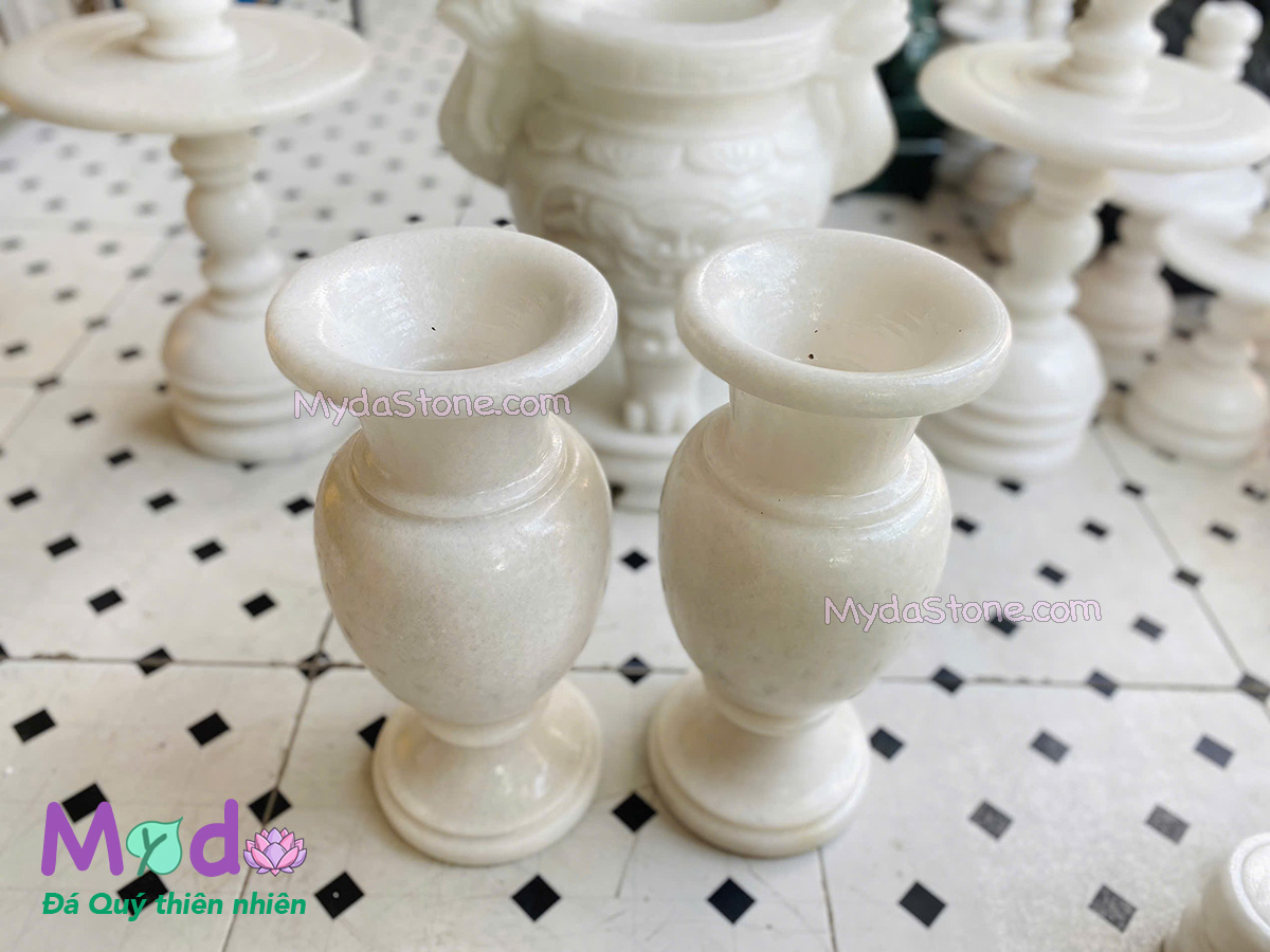 Bình Hoa đá Cẩm Thạch Trắng