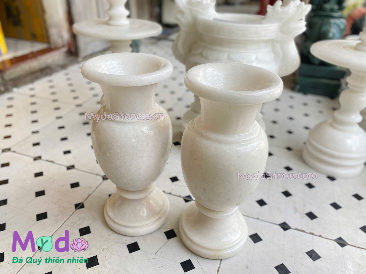 Bình Hoa đá Cẩm Thạch Trắng