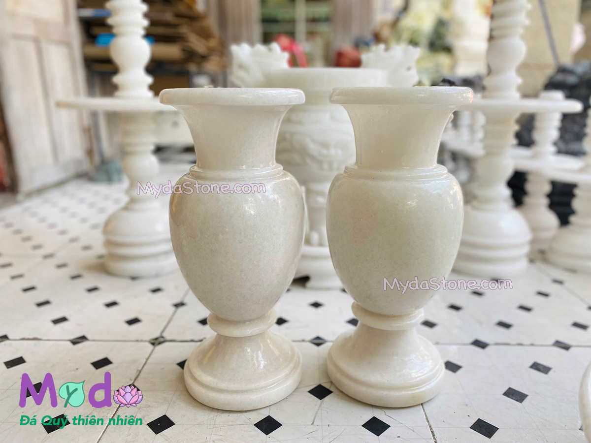 Bình Hoa đá Cẩm Thạch Trắng