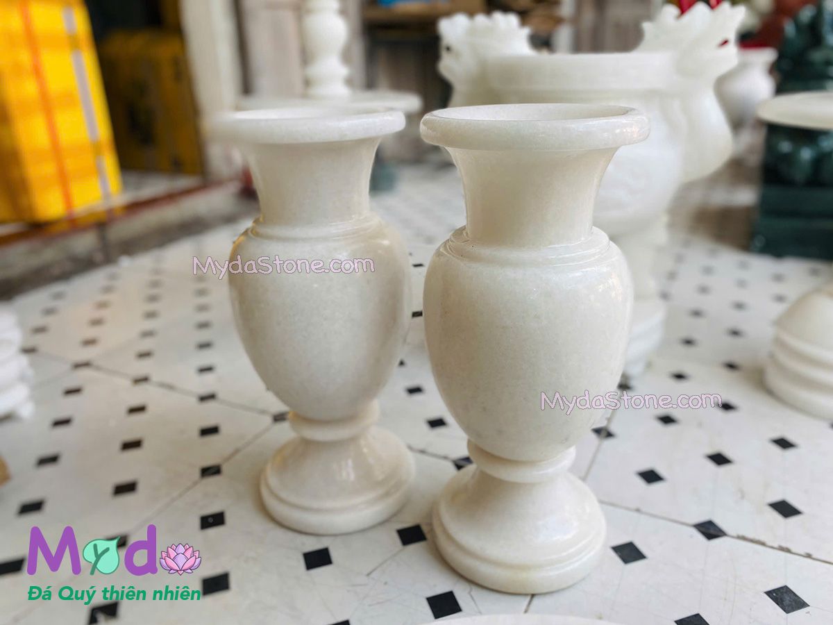 Bình Hoa đá Cẩm Thạch Trắng