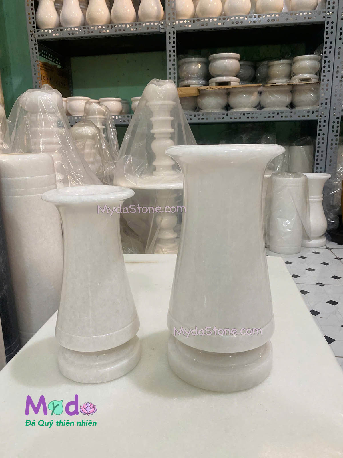 Bình Hoa đá Cẩm Thạch Trắng